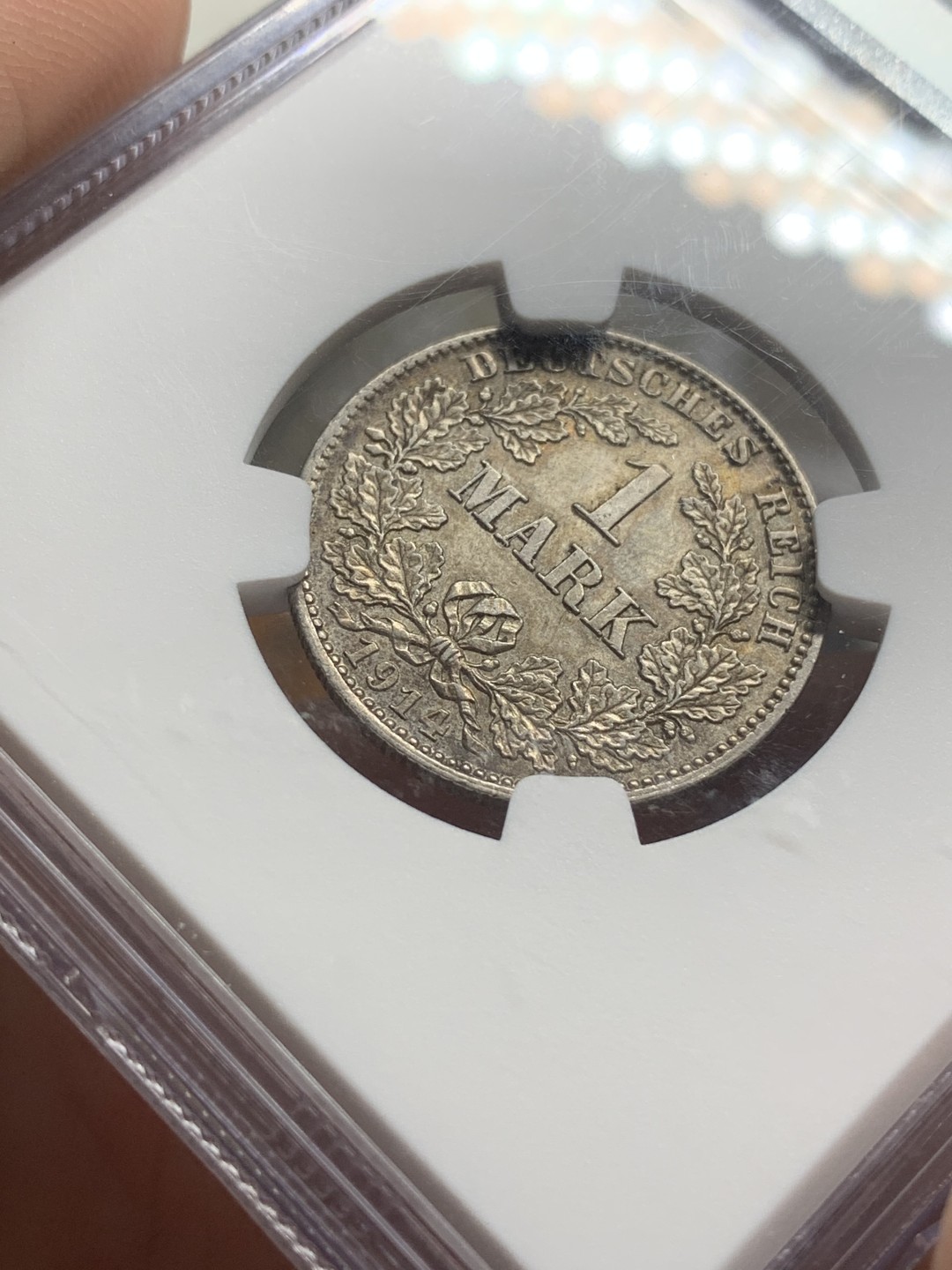 《竞宝斋》第84场-本周日，周一2场连拍（全场不限金额包邮） NGC-MS63 德国 1914年J版 1马克 银币 双面深包浆 