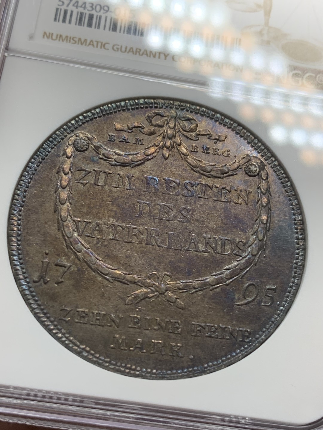 《竞宝斋》第84场-本周日，周一2场连拍（全场不限金额包邮） NGC-AU  德国 1795年 班贝格1泰勒，银币，近期外拍裸币都疯涨的品种 比较少见