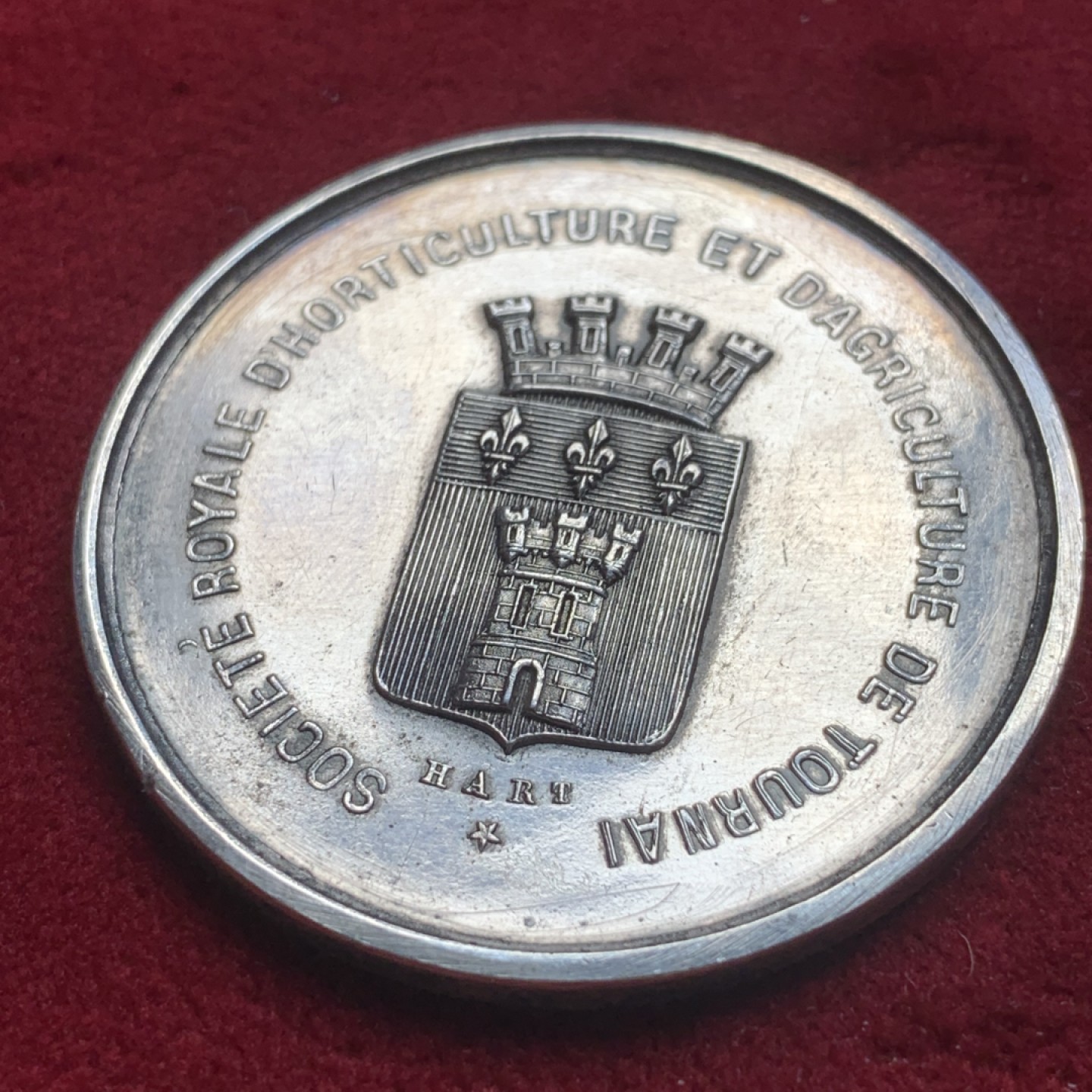 《竞宝斋》第84场-本周日，周一2场连拍（全场不限金额包邮） 19世纪比利时银章    图尔奈皇家园艺协会    41mm  20g