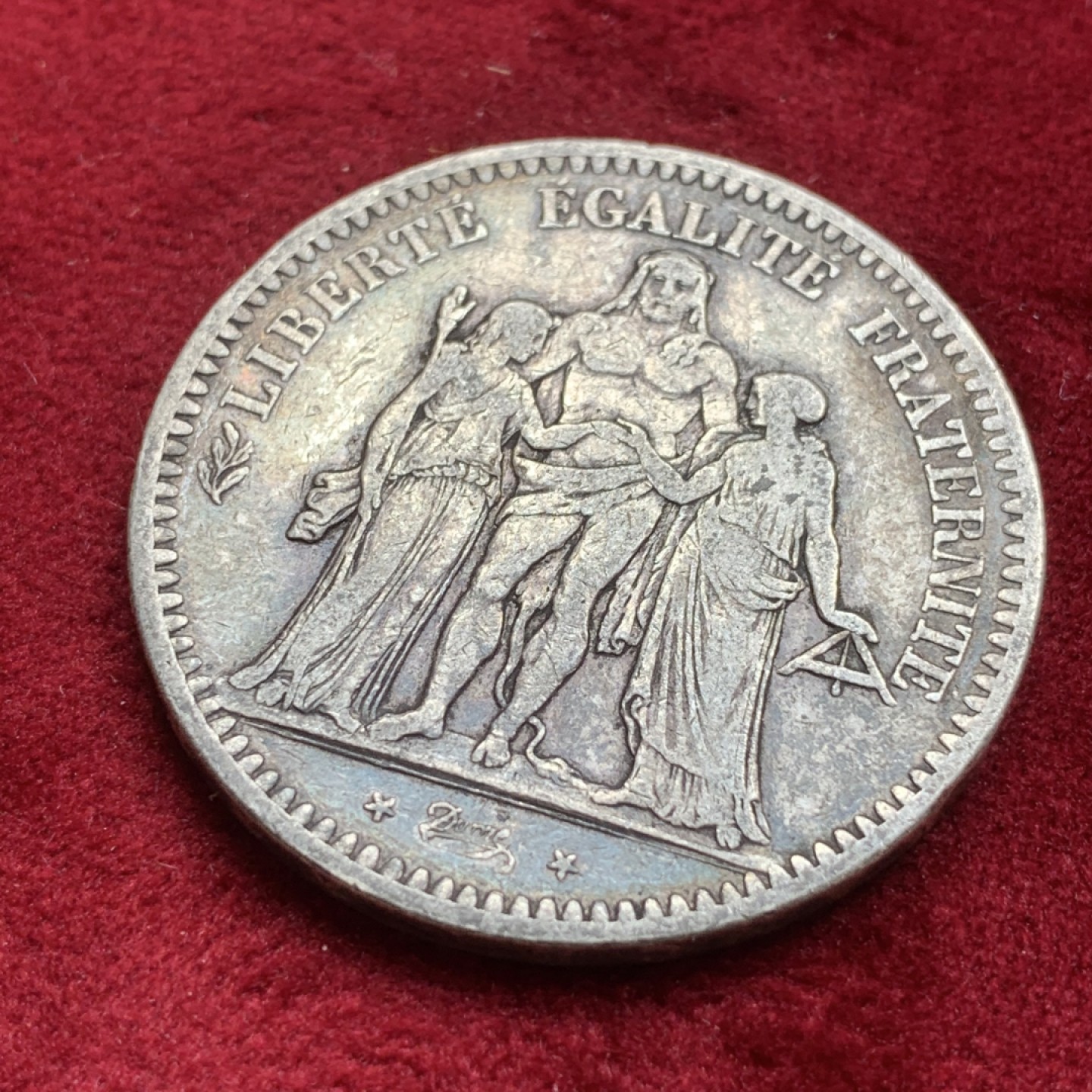 《竞宝斋》第84场-本周日，周一2场连拍（全场不限金额包邮） 法国 1849年 早期大力神 5法郎 大银币 酱彩包浆