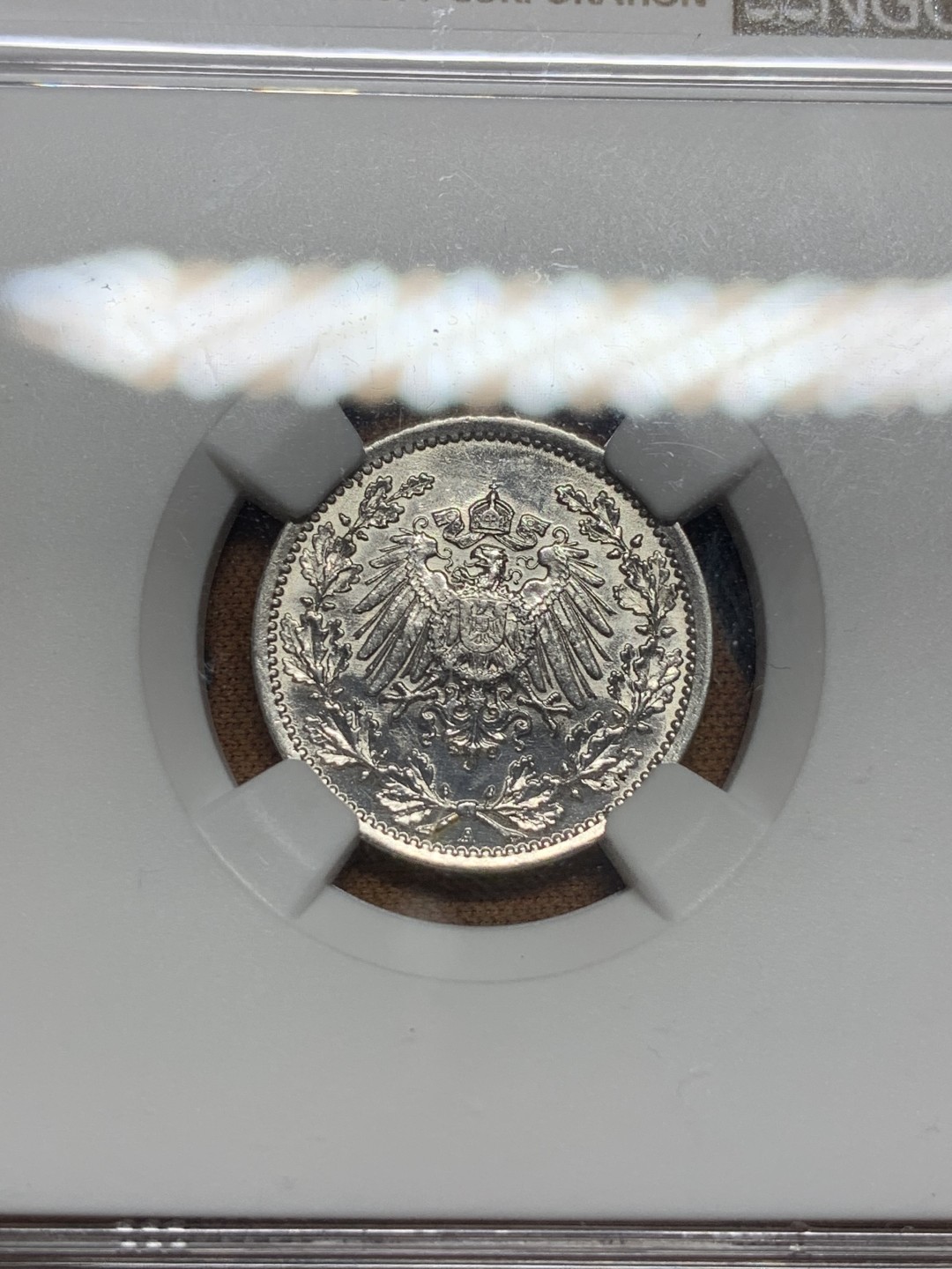 《竞宝斋》第84场-本周日，周一2场连拍（全场不限金额包邮） NGC-MS62 德国1917年A版1/2马克。一战时期。少见年份。