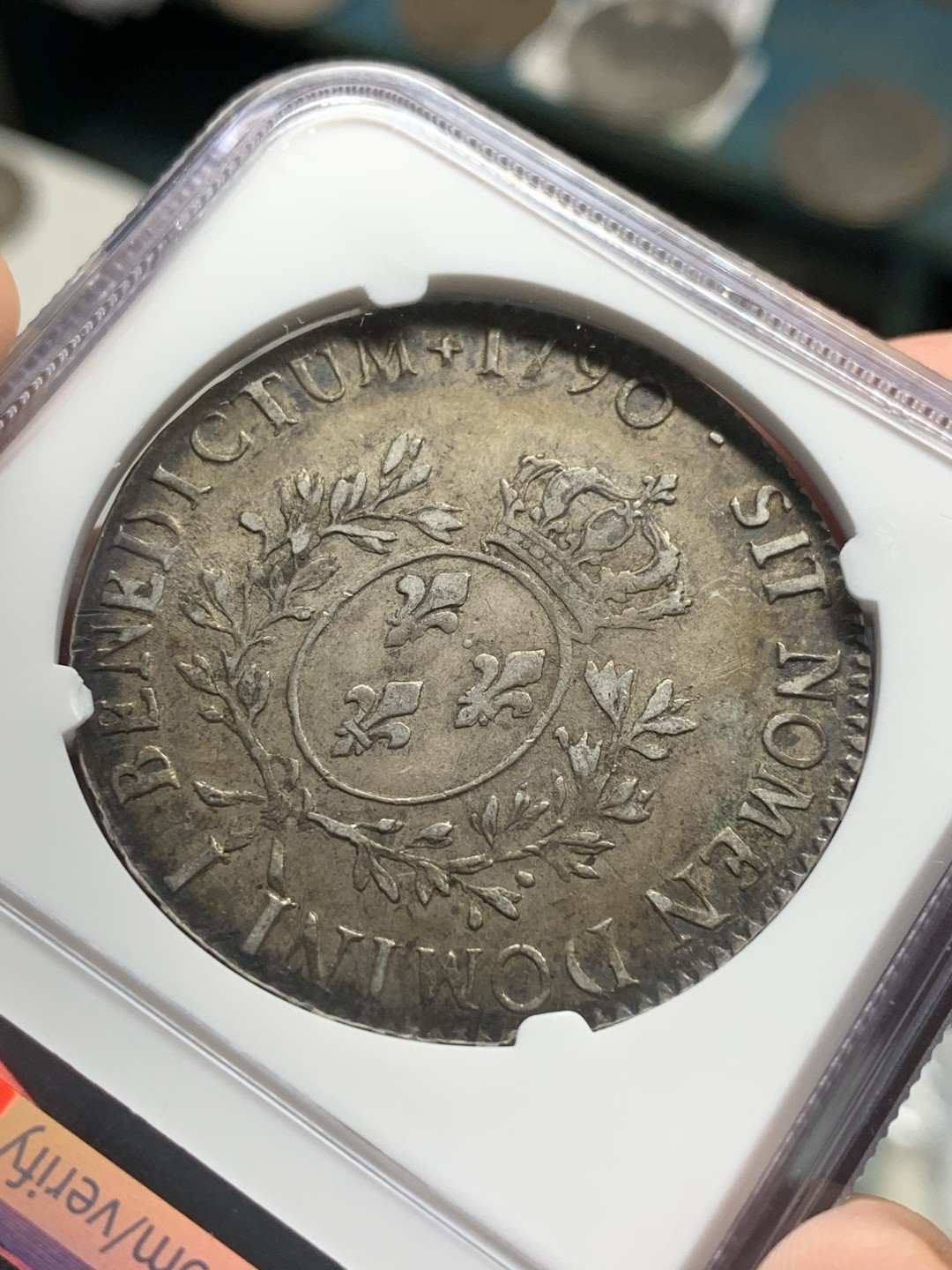 《竞宝斋》第84场-本周日，周一2场连拍（全场不限金额包邮） NGC-AU50 法国1790-I年 路易十六 老ECU大银币 传世老包浆 一流的味道