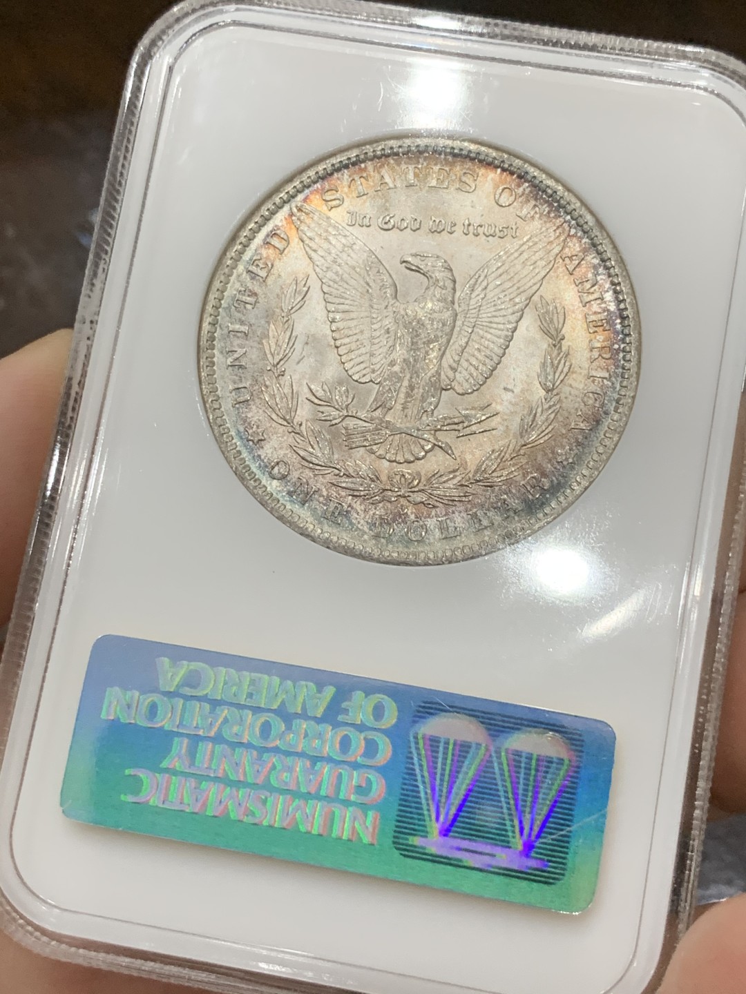 《竞宝斋》第84场-本周日，周一2场连拍（全场不限金额包邮） NGC-MS64 美国 1884-O 1美元 摩根银币 老盒 原光环彩