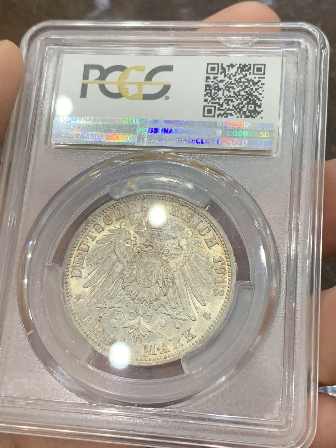 《竞宝斋》第84场-本周日，周一2场连拍（全场不限金额包邮） PCGS MS64 德国普鲁士1913年威廉二世军装3马克银币