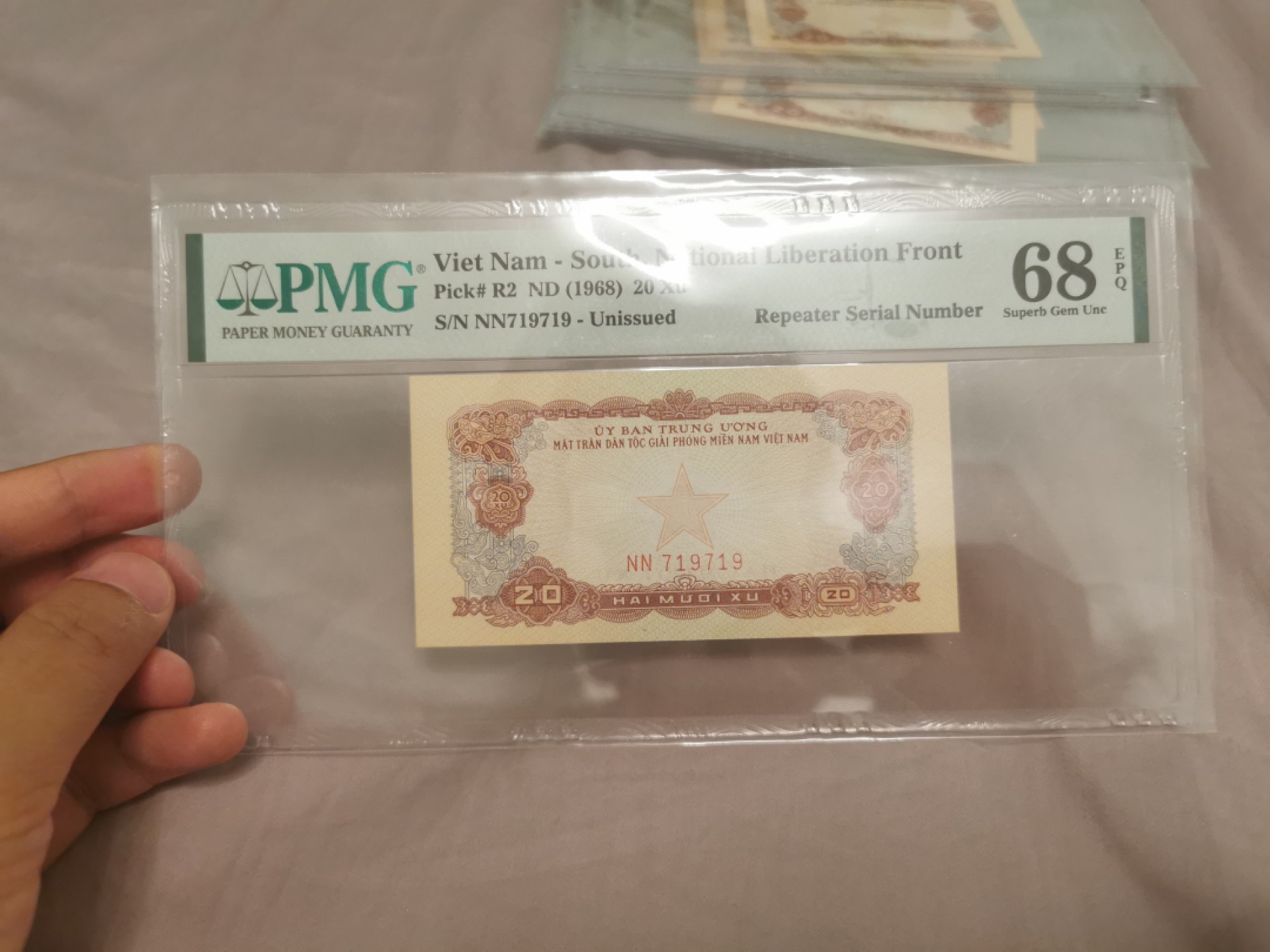 20.【鲸贝乐淘★道德经】“使夫智者不敢为也”号拍卖 【中国代印★越南🇻🇳★雷达号719719】1968年20XU，PMG68E，高分稀有难得