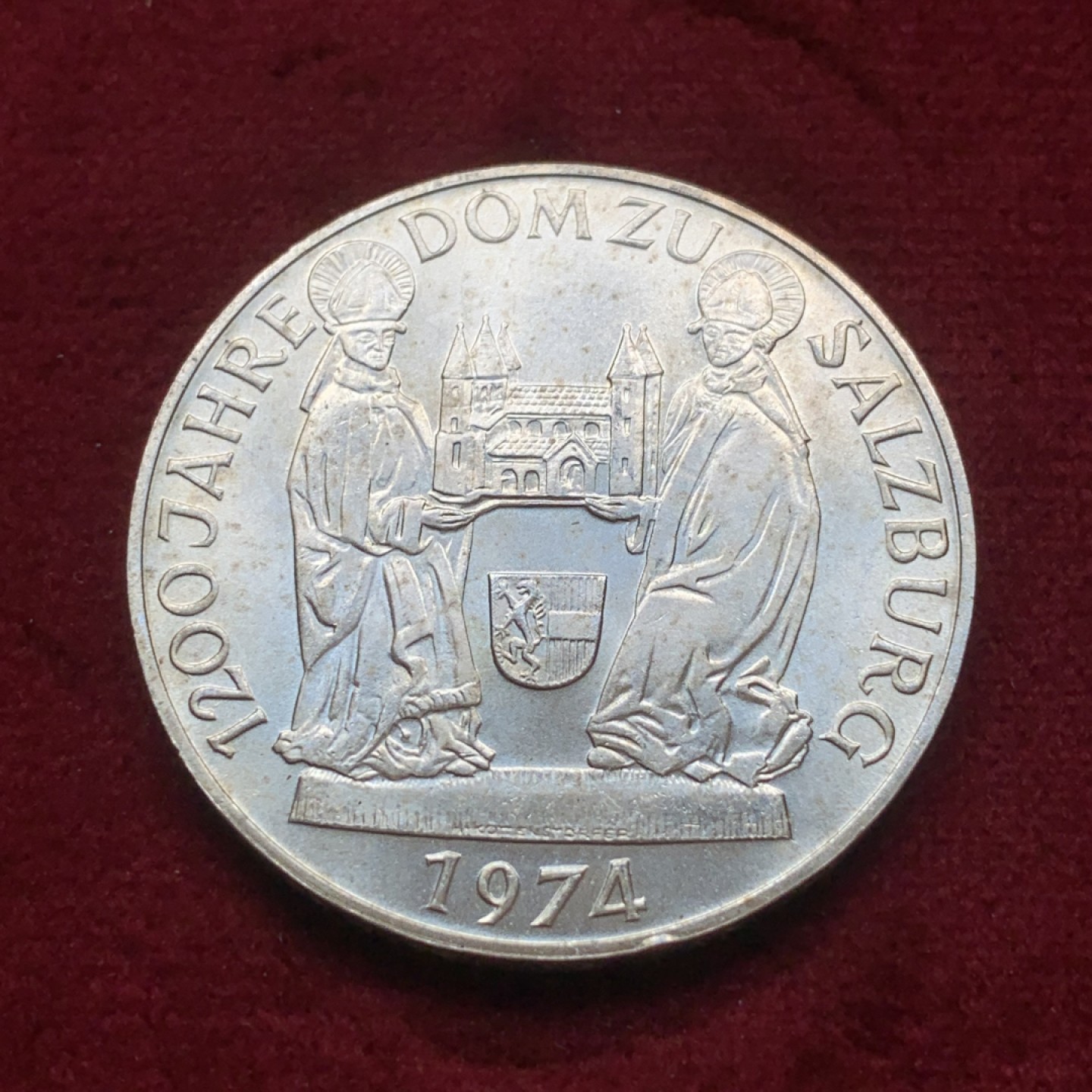 《竞宝斋》第84场-本周日，周一2场连拍（全场不限金额包邮） 奥地利 1974年 萨尔茨堡大教堂1200周年 50先令 银币 unc