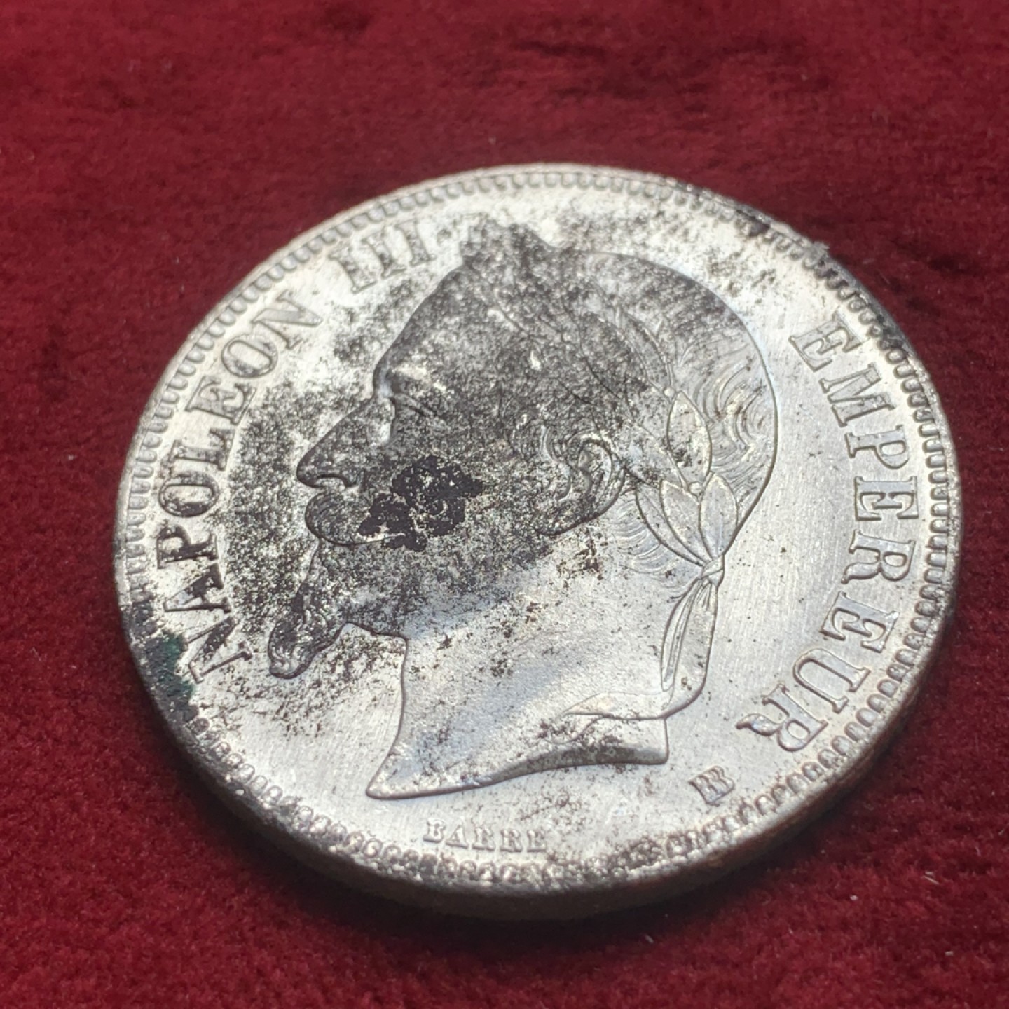 《竞宝斋》第84场-本周日，周一2场连拍（全场不限金额包邮） 1868年 法国 拿破仑三世 5法郎 银币 原光 会洗的可以搏一搏