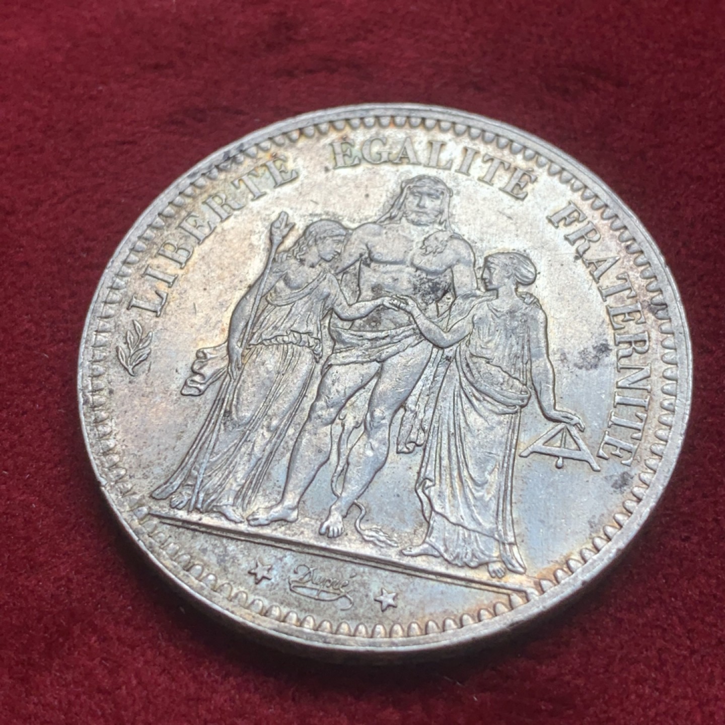 《竞宝斋》第84场-本周日，周一2场连拍（全场不限金额包邮） 法国 1876年 大力神 5法郎 大银币 原光好品 好状态