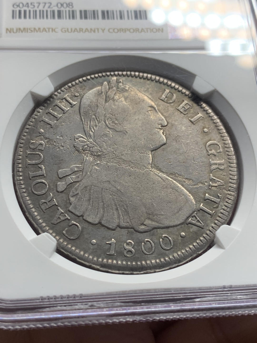 《竞宝斋》第84场-本周日，周一2场连拍（全场不限金额包邮） NGC VF 西属 玻利维亚 1800年 卡四 8R 双柱 大银币