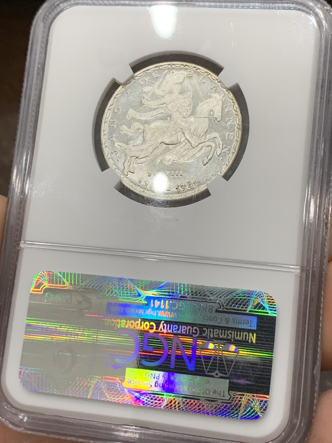 《竞宝斋》第84场-本周日，周一2场连拍（全场不限金额包邮） NGC  MS65卢森堡1946年20法郎银币盲人国王约翰初铸细节完美车轮光迷人