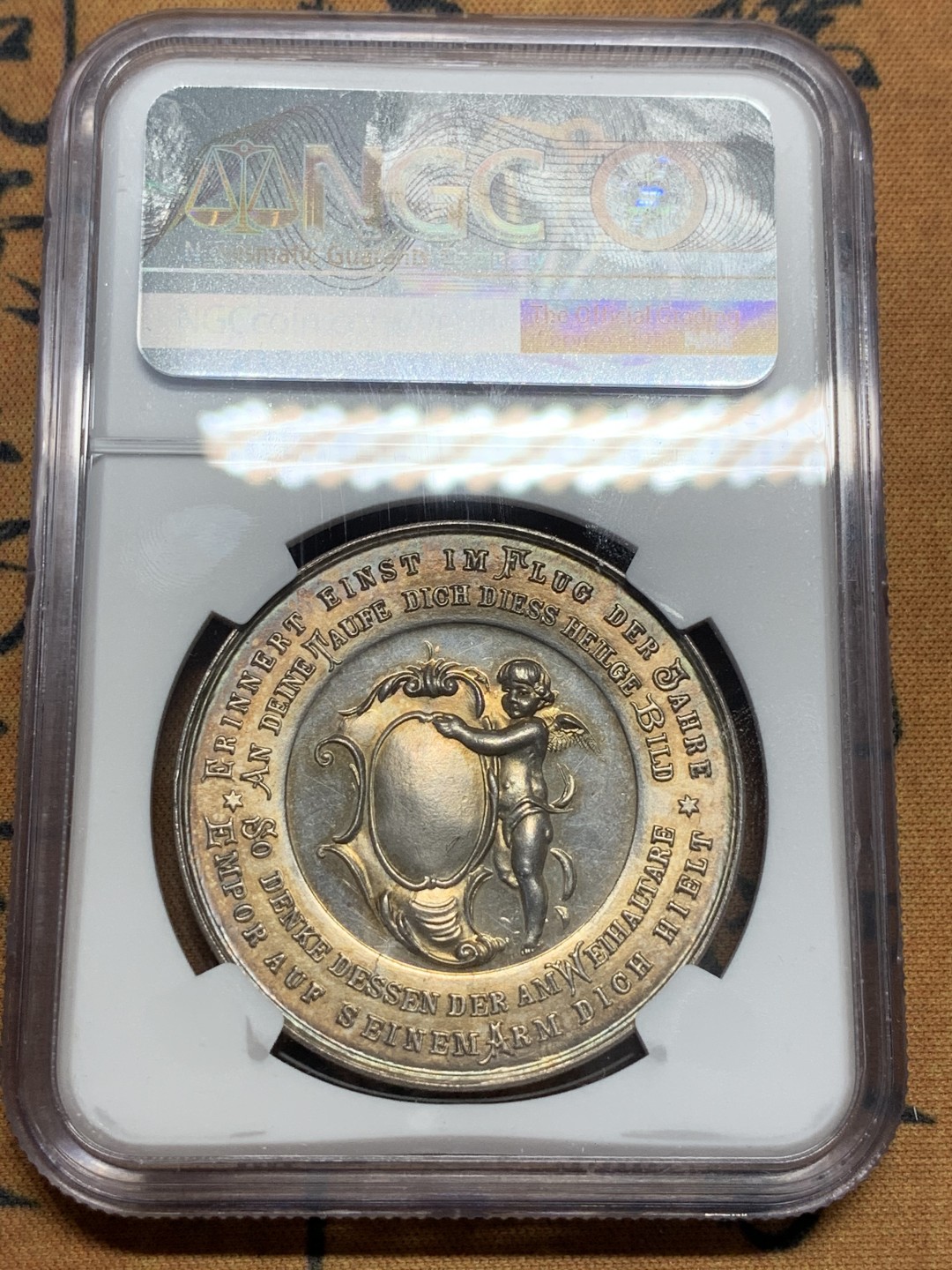 《竞宝斋》第84场-本周日，周一2场连拍（全场不限金额包邮） NGC MS63奥地利19世纪耶稣约旦河洗礼镜面纪念大银章