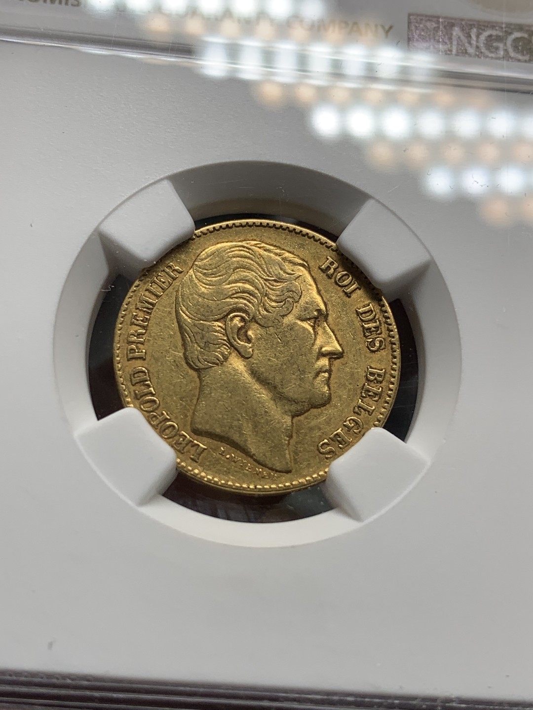 《竞宝斋》第84场-本周日，周一2场连拍（全场不限金额包邮） NGC-XF45 比利时1865年 利奥波德一世 20马克金币 非常少见早期版金币