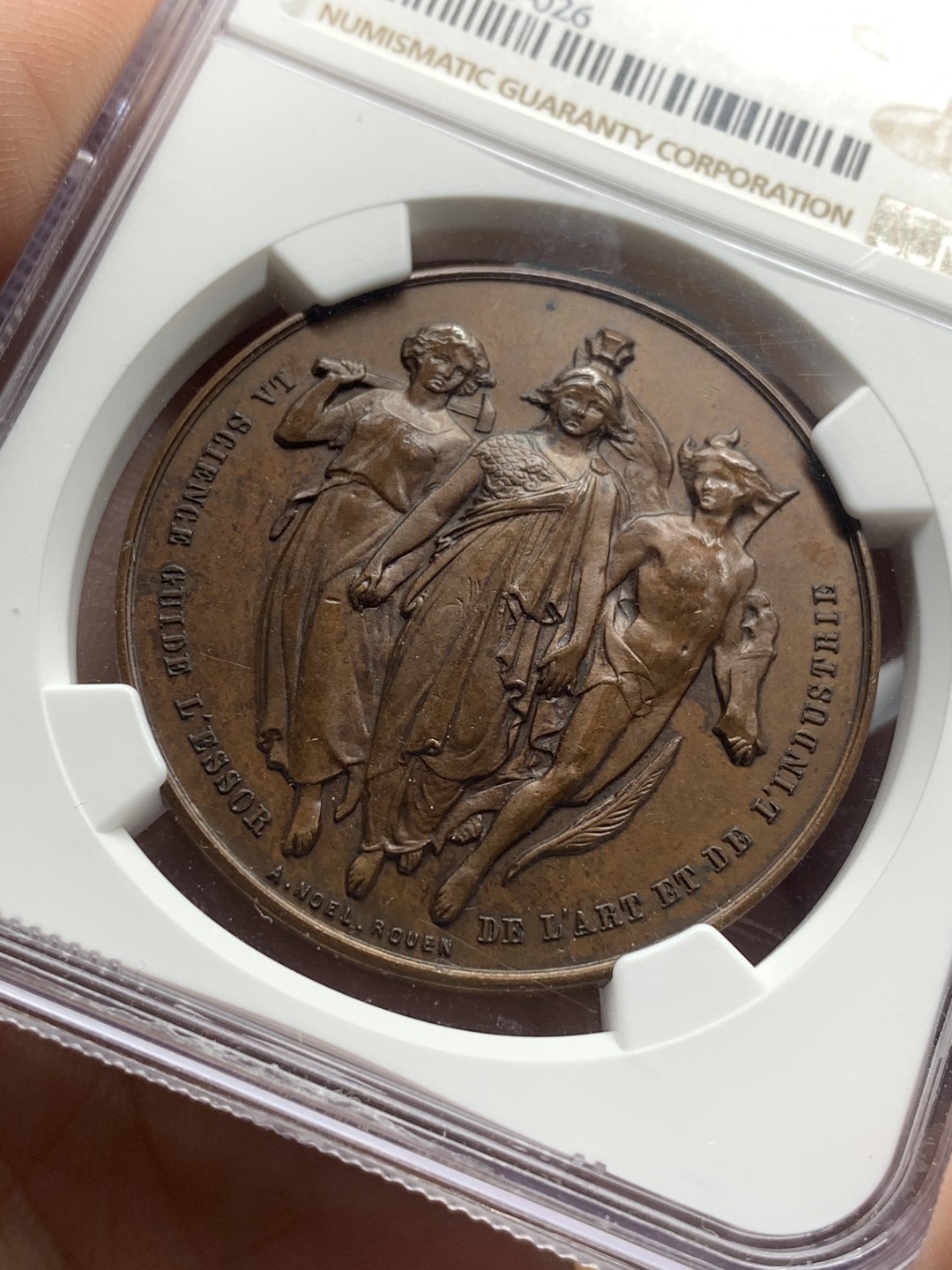 《竞宝斋》第84场-本周日，周一2场连拍（全场不限金额包邮） NGC-MS63BN 法国 1893年 工商业协会 女神 铜章