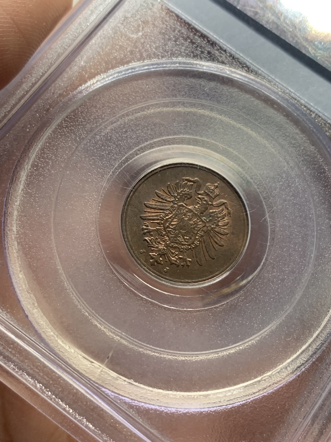 《竞宝斋》第84场-本周日，周一2场连拍（全场不限金额包邮） PCGS-MS64德国 1888年 1芬尼 三皇年短翅芬尼 铜币 短翅辅币流通充分 又是热门三皇年 64品相难得