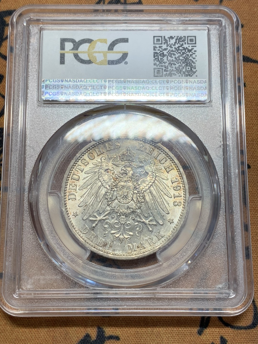 《竞宝斋》第84场-本周日，周一2场连拍（全场不限金额包邮） PCGS MS64 德国普鲁士1913年威廉二世军装3马克银币
