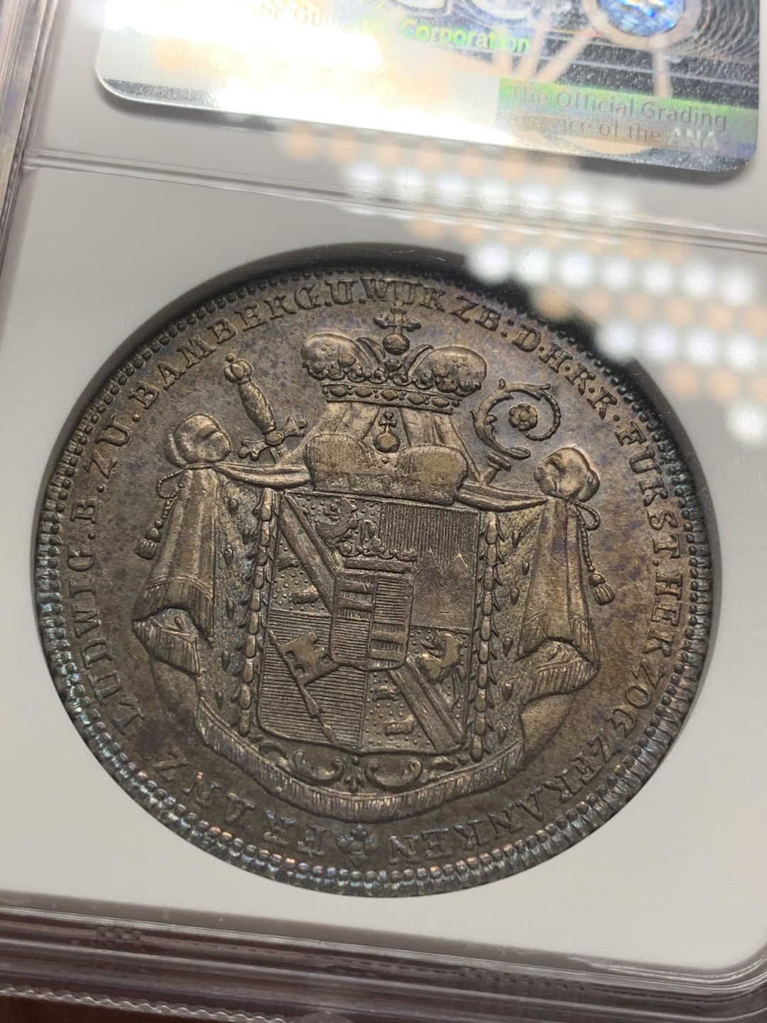 《竞宝斋》第84场-本周日，周一2场连拍（全场不限金额包邮） NGC-AU  德国 1795年 班贝格1泰勒，银币，近期外拍裸币都疯涨的品种 比较少见