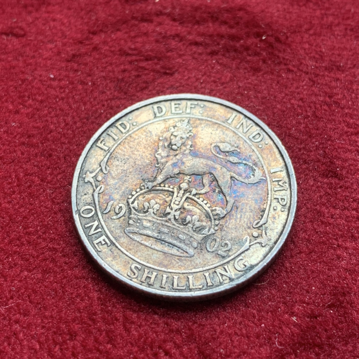 《竞宝斋》第84场-本周日，周一2场连拍（全场不限金额包邮） 英国 1902年 爱七 1先令 站狮 银币 原味包浆