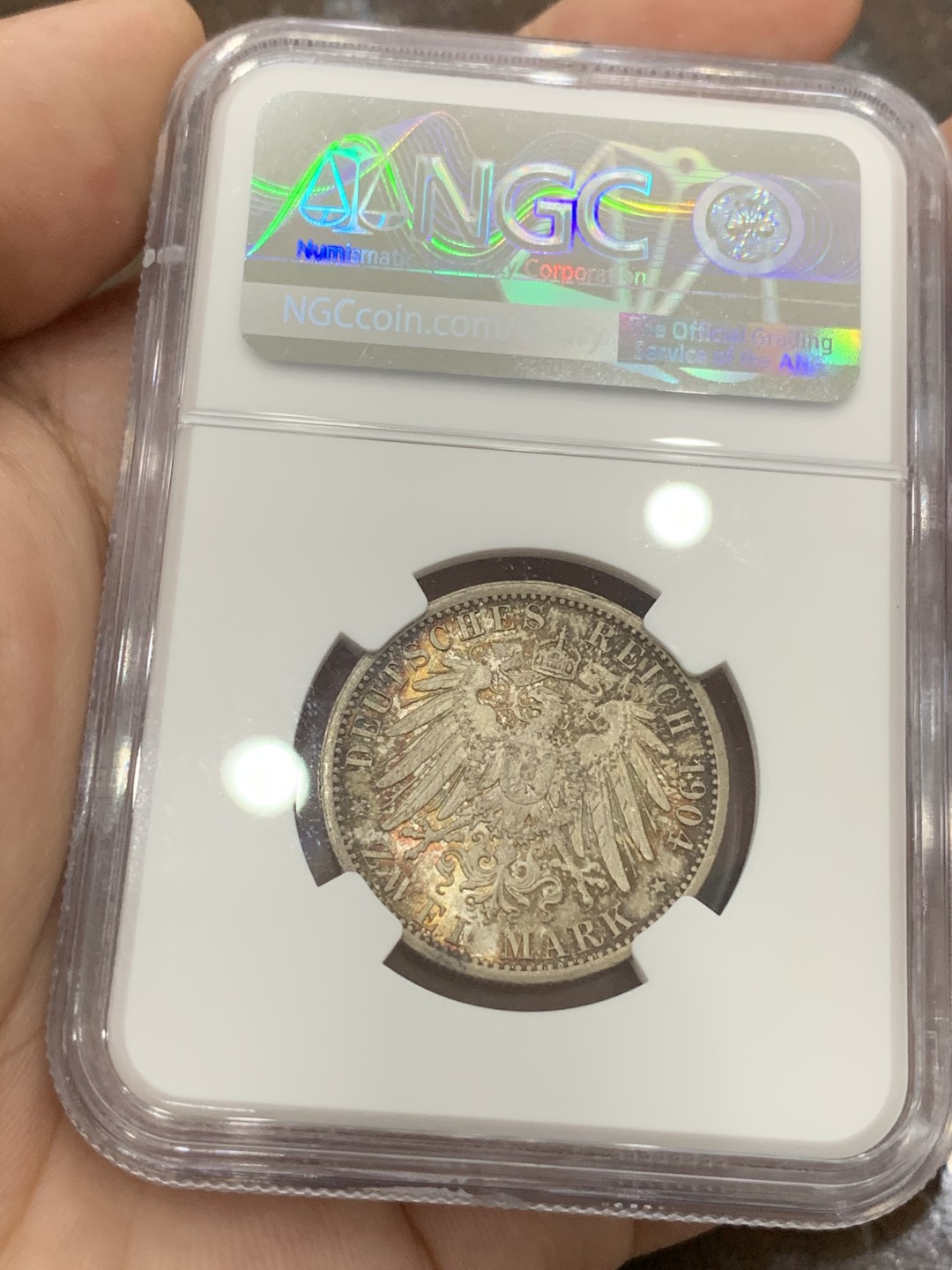 《竞宝斋》第84场-本周日，周一2场连拍（全场不限金额包邮） NGC MS63 德国 1904年 黑森达姆施塔特400周年2马克 银币