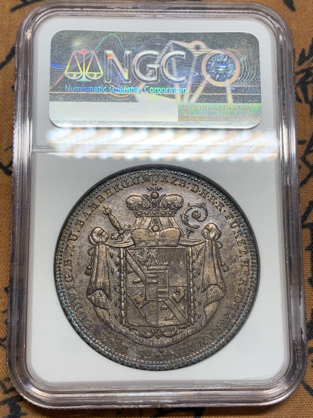 《竞宝斋》第84场-本周日，周一2场连拍（全场不限金额包邮） NGC-AU  德国 1795年 班贝格1泰勒，银币，近期外拍裸币都疯涨的品种 比较少见