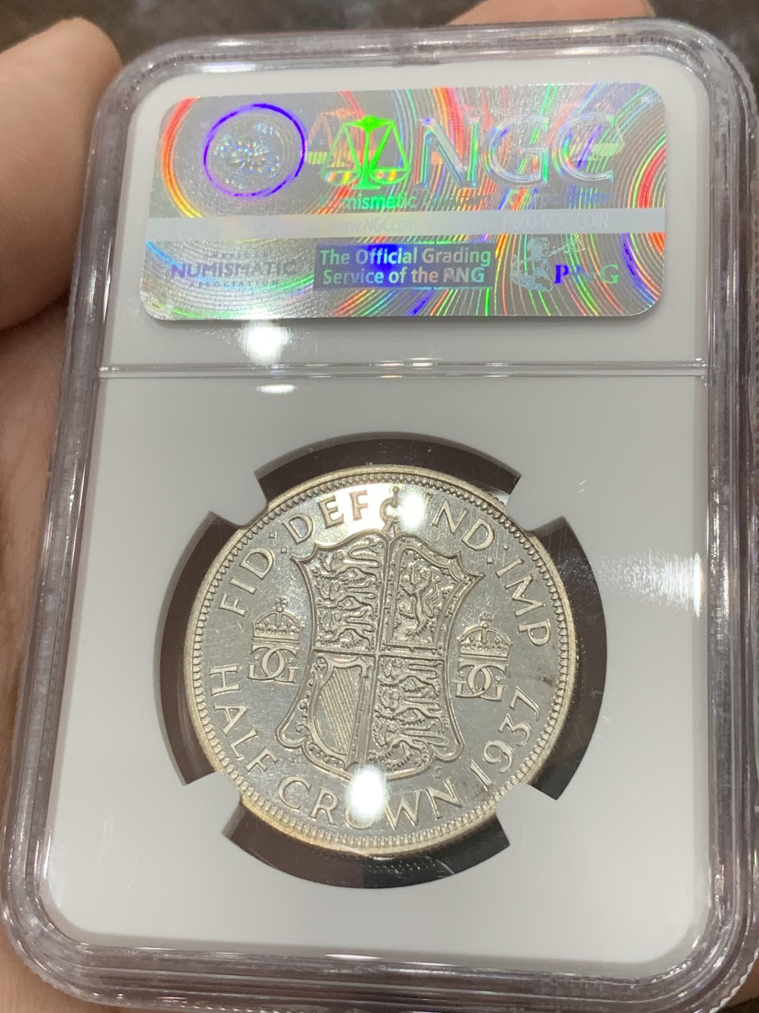 《竞宝斋》第84场-本周日，周一2场连拍（全场不限金额包邮） NGC PF64 英国 1937年 乔治六世 精制 半克朗银币 状态好 细节见图