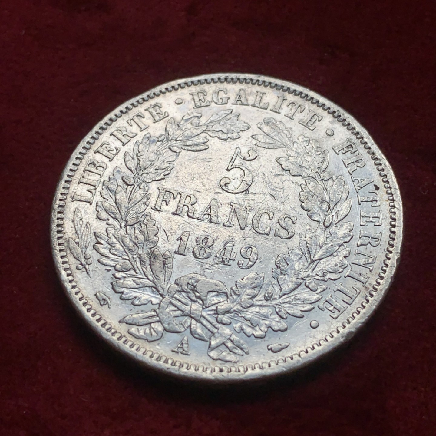 《竞宝斋》第84场-本周日，周一2场连拍（全场不限金额包邮） 法国 1849年 谷物女神 5法郎 大银币 细节不错