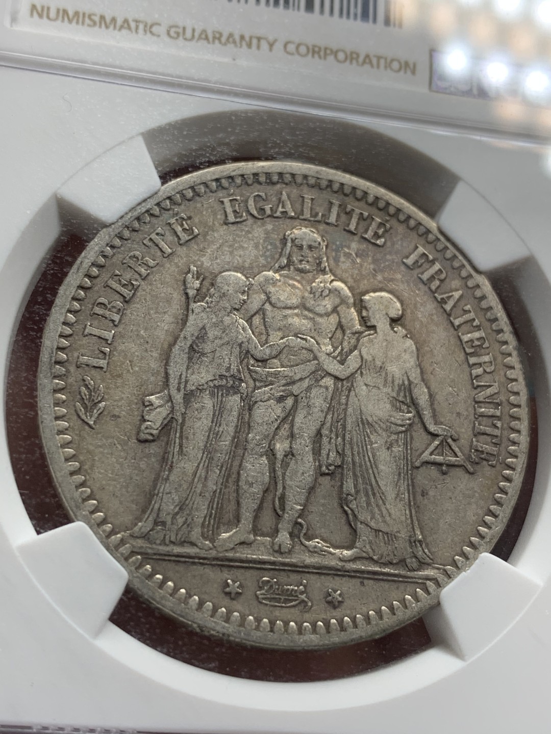 《竞宝斋》第84场-本周日，周一2场连拍（全场不限金额包邮） NGC-XF40 法国   1849年 5法郎 A版 早期大力神 原味老包浆 高性价比首选