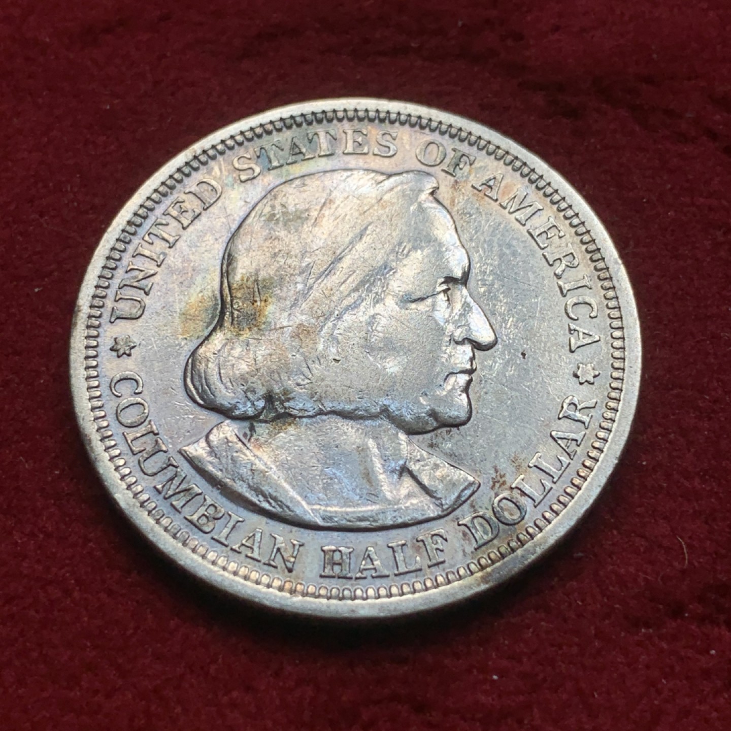 《竞宝斋》第84场-本周日，周一2场连拍（全场不限金额包邮） 美国 1893年 哥伦布 半美元 银币 原味细节 挺不错