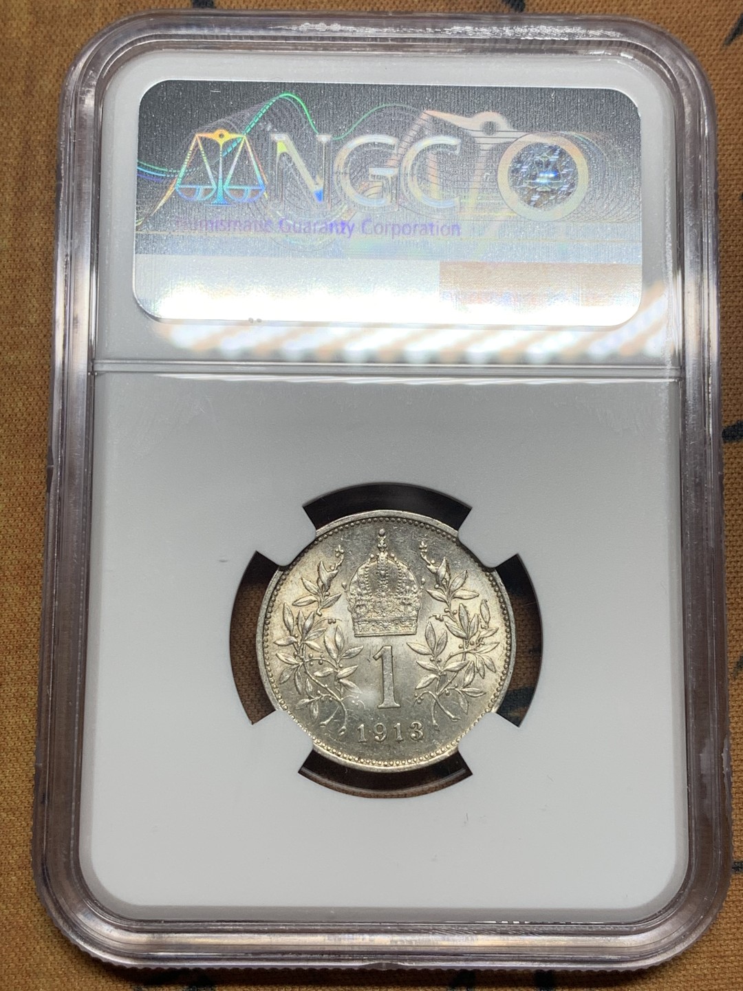 《竞宝斋》第84场-本周日，周一2场连拍（全场不限金额包邮） NGC-MS61 奥地利1913年 佛兰茨一世 1克朗 原光银币 