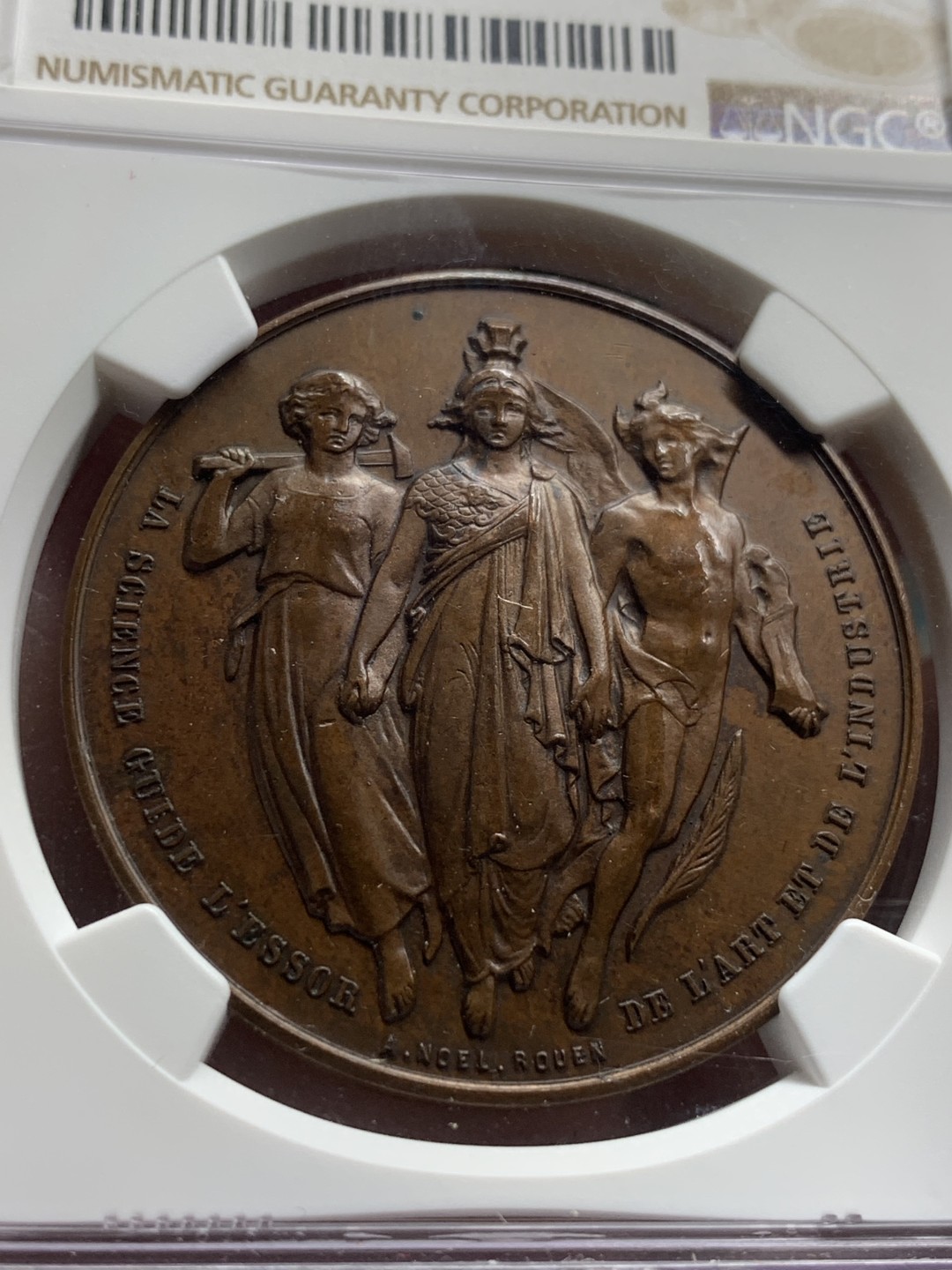 《竞宝斋》第84场-本周日，周一2场连拍（全场不限金额包邮） NGC-MS63BN 法国 1893年 工商业协会 女神 铜章