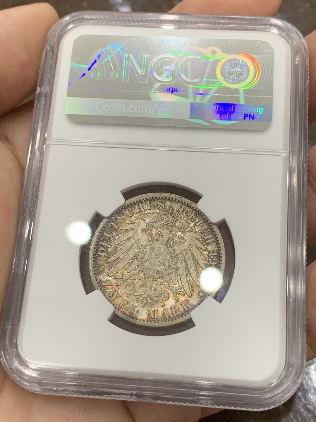 《竞宝斋》第84场-本周日，周一2场连拍（全场不限金额包邮） NGC MS63 德国 1904年 黑森达姆施塔特400周年2马克 银币