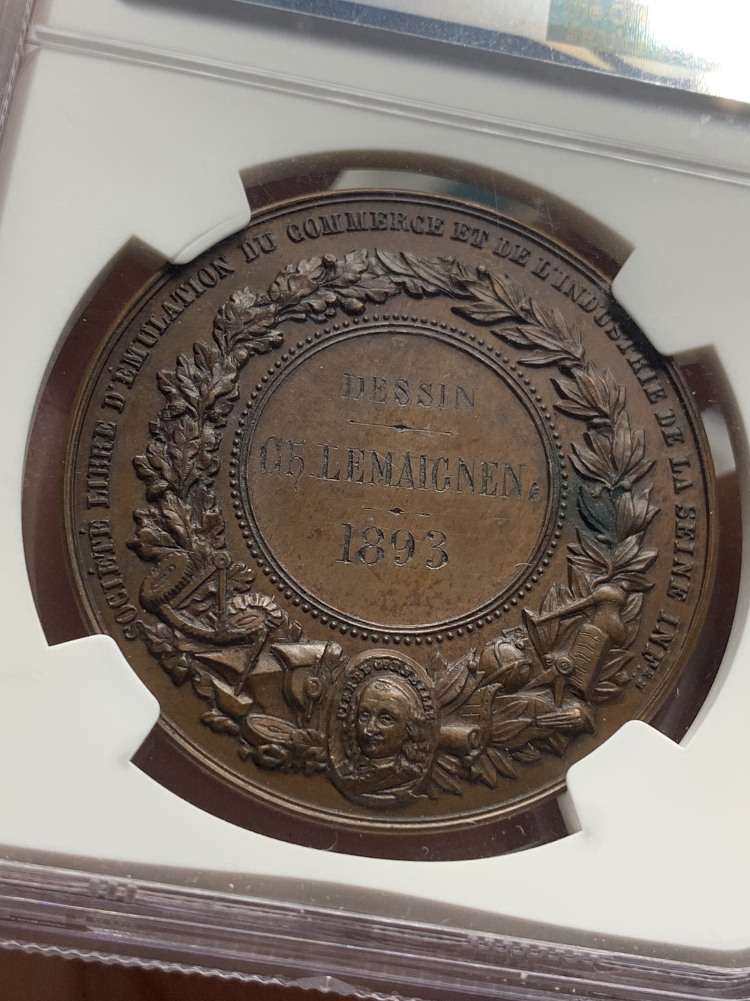 《竞宝斋》第84场-本周日，周一2场连拍（全场不限金额包邮） NGC-MS63BN 法国 1893年 工商业协会 女神 铜章