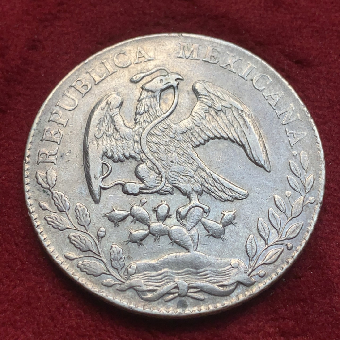 《竞宝斋》第84场-本周日，周一2场连拍（全场不限金额包邮） 1879年 M.H. 墨西哥花边鹰洋 淡彩包浆 状态不错