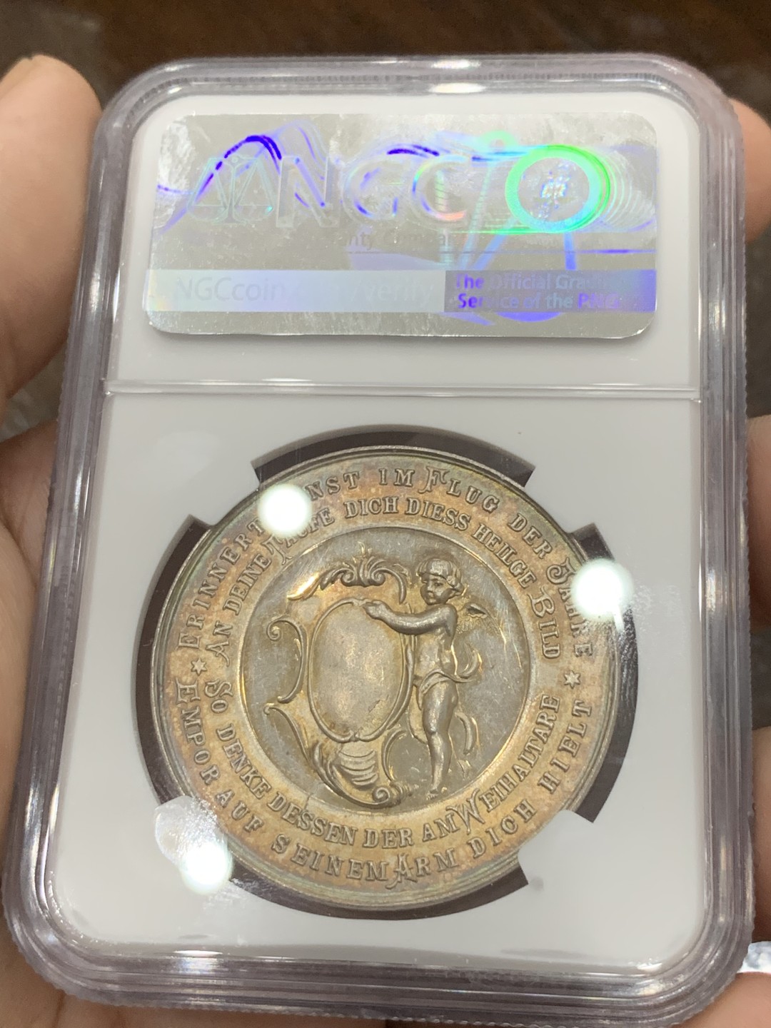 《竞宝斋》第84场-本周日，周一2场连拍（全场不限金额包邮） NGC MS63奥地利19世纪耶稣约旦河洗礼镜面纪念大银章