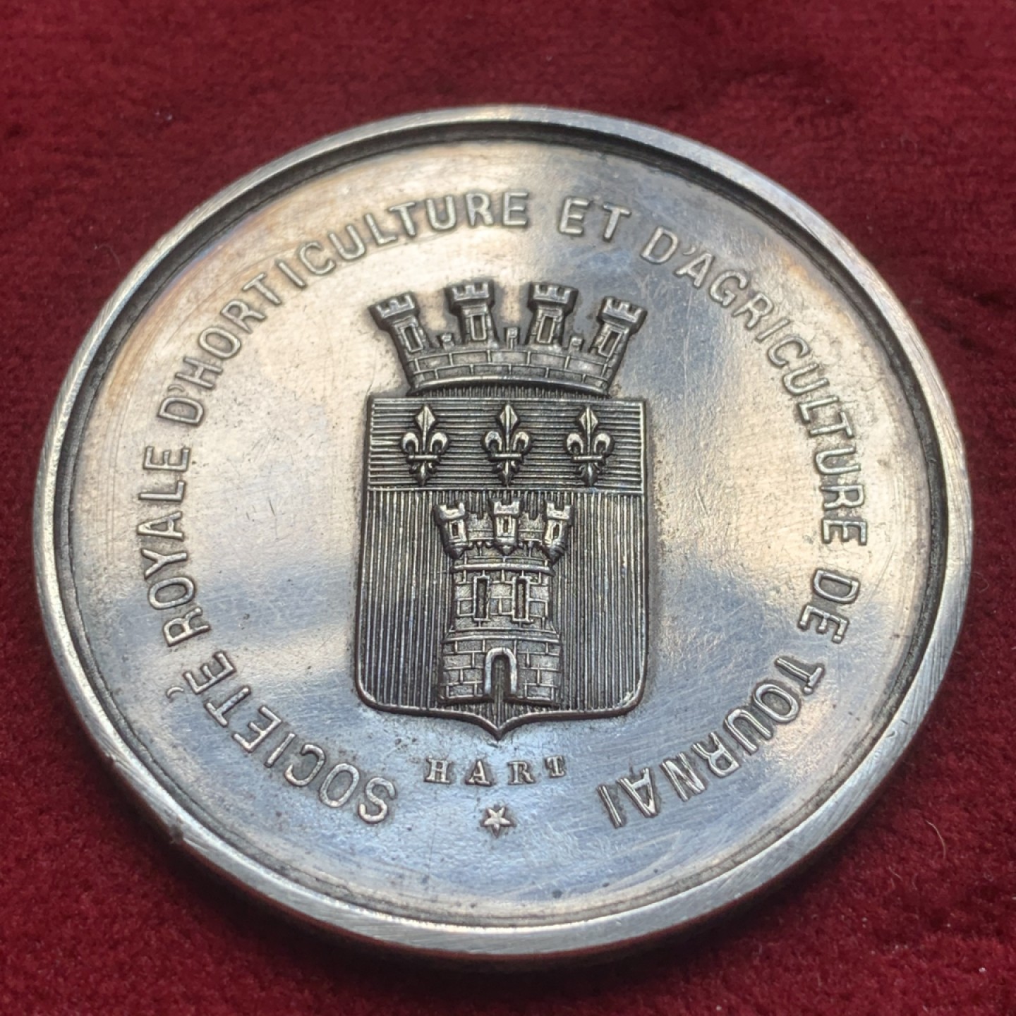 《竞宝斋》第84场-本周日，周一2场连拍（全场不限金额包邮） 19世纪比利时银章    图尔奈皇家园艺协会    41mm  20g