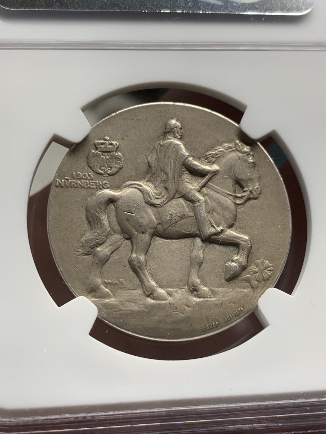 《竞宝斋》第84场-本周日，周一2场连拍（全场不限金额包邮） NGC MS64德国1905年威廉一世凯撒形象在纽伦堡皇帝纪念碑揭幕仪式纪念银章 非常少见