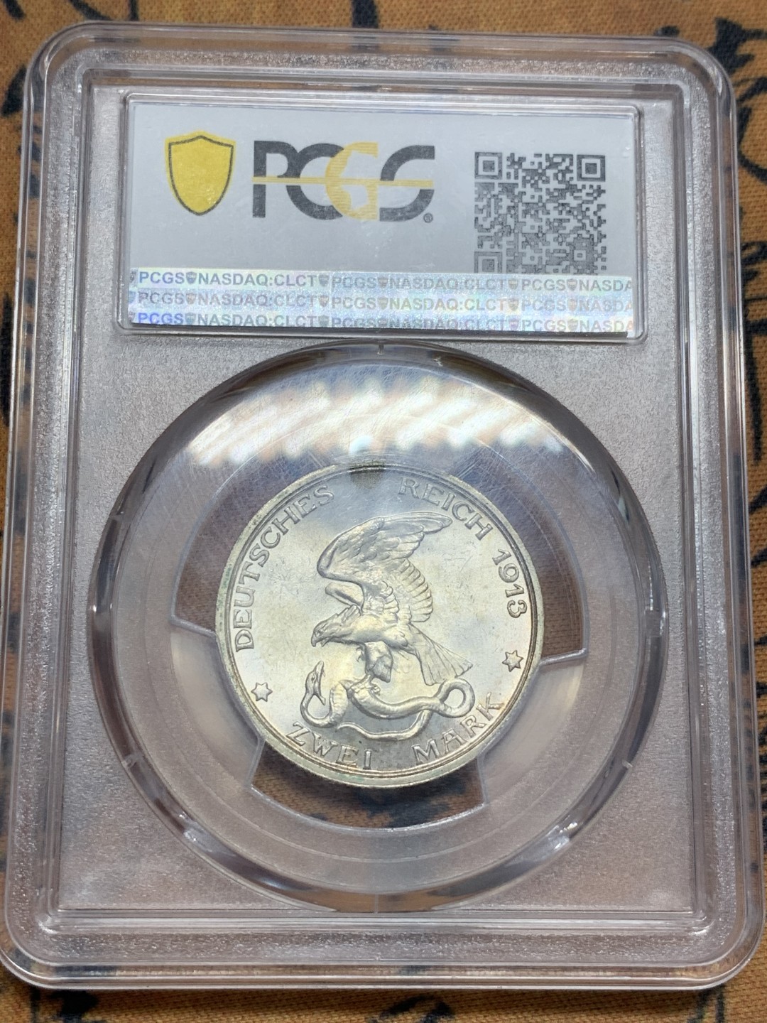 《竞宝斋》第84场-本周日，周一2场连拍（全场不限金额包邮） PCGS MS65 德国 1913年普鲁士战胜拿破仑100周年纪念2马克 银币
