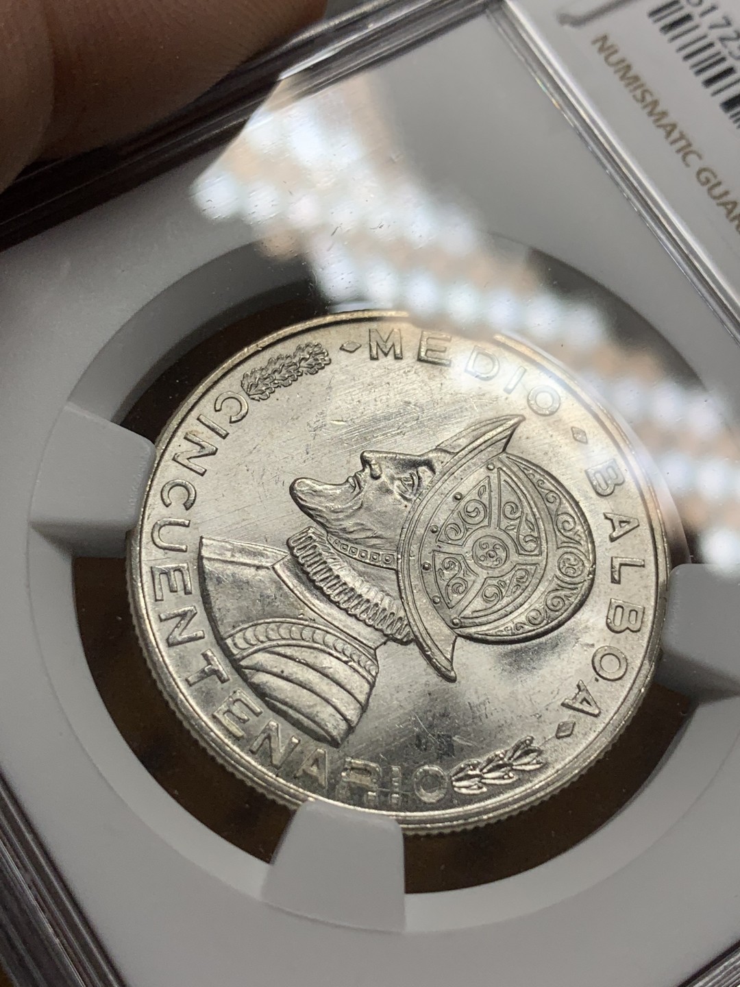 《竞宝斋》第84场-本周日，周一2场连拍（全场不限金额包邮） NGC-MS63 巴拿马1953年1/2B银币。少见年份。品相十分精美。