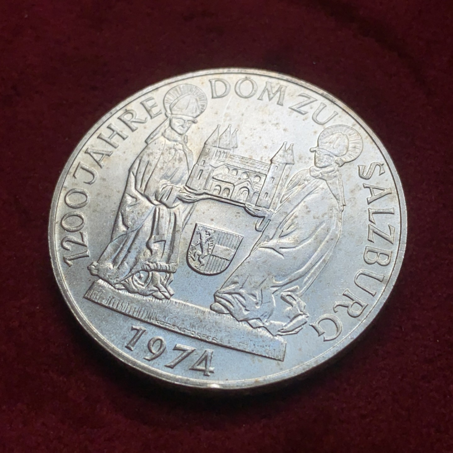 《竞宝斋》第84场-本周日，周一2场连拍（全场不限金额包邮） 奥地利 1974年 萨尔茨堡大教堂1200周年 50先令 银币 unc