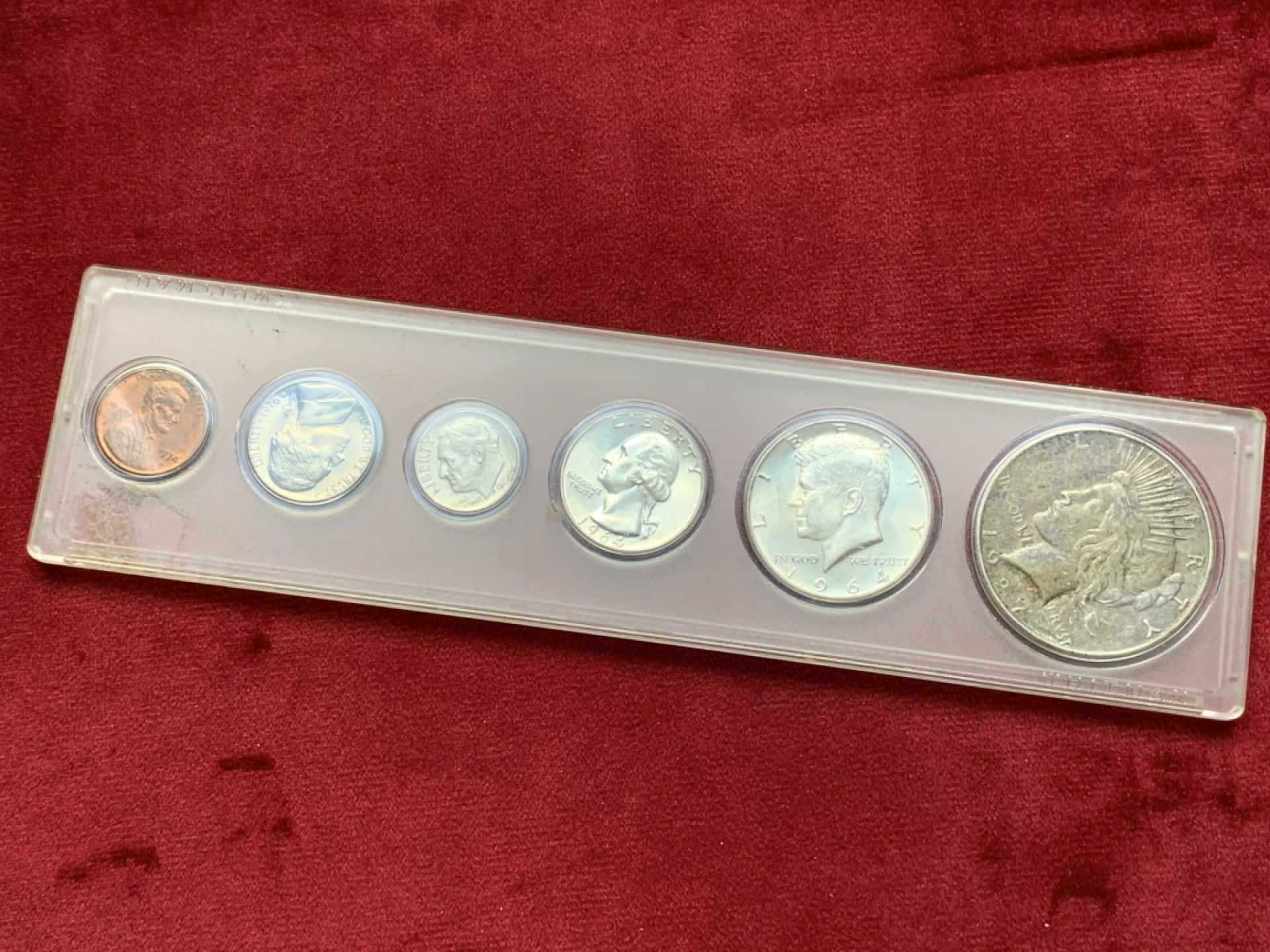 《竞宝斋》第84场-本周日，周一2场连拍（全场不限金额包邮） 美国早期6枚套币 含4枚高值银币 和平银币为1927年s版（特年） 