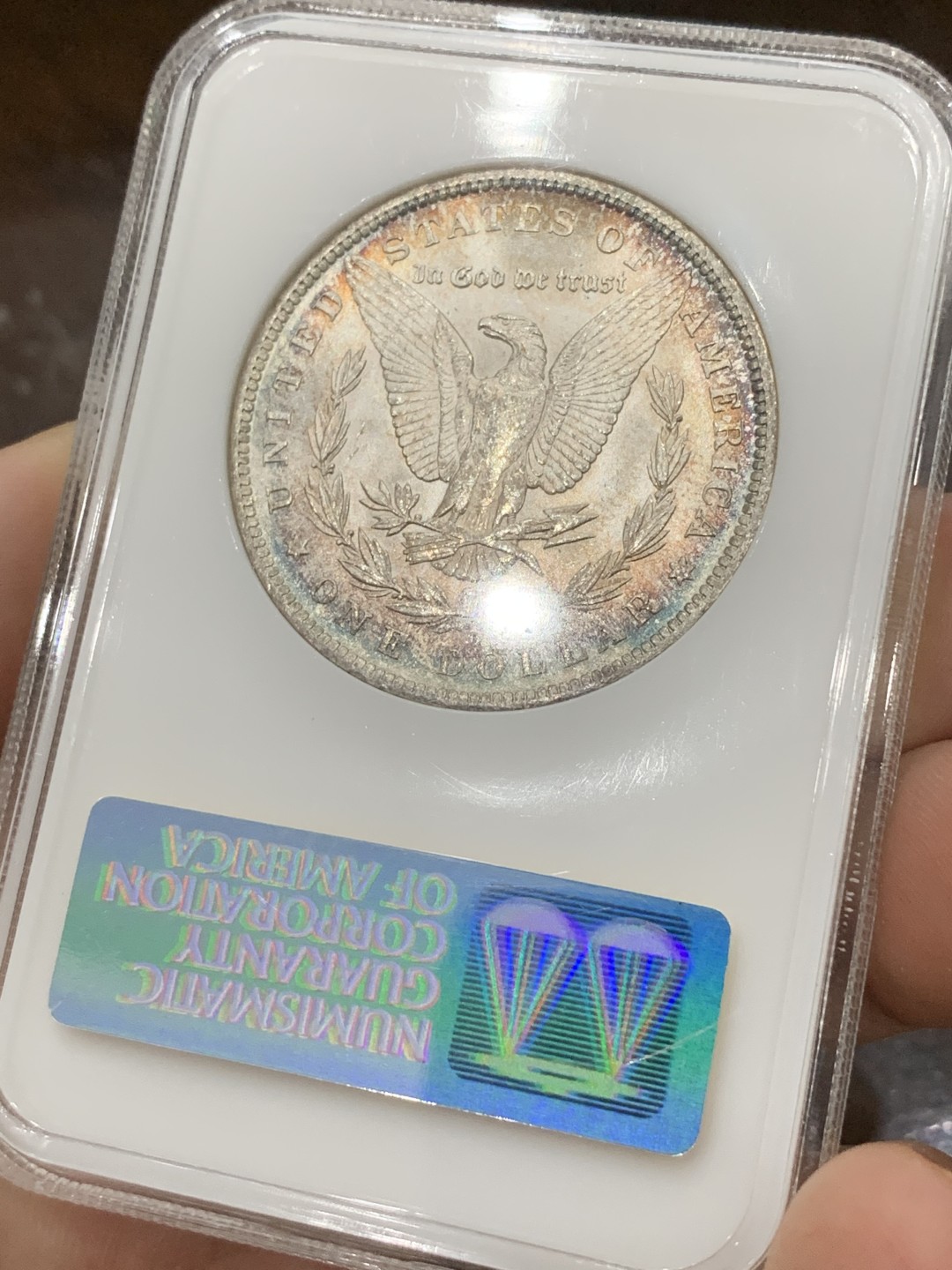 《竞宝斋》第84场-本周日，周一2场连拍（全场不限金额包邮） NGC-MS64 美国 1884-O 1美元 摩根银币 老盒 原光环彩