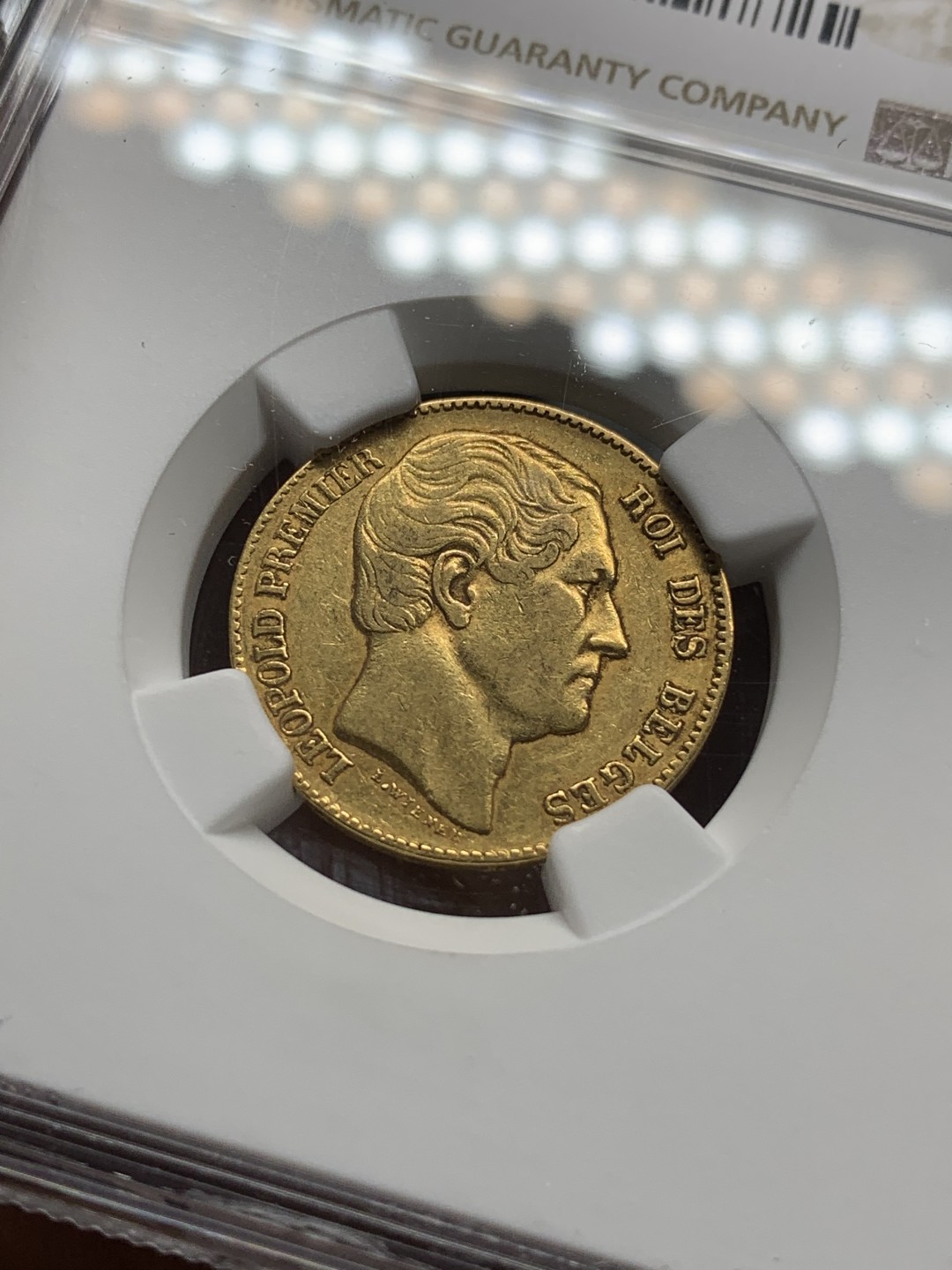 《竞宝斋》第84场-本周日，周一2场连拍（全场不限金额包邮） NGC-XF45 比利时1865年 利奥波德一世 20马克金币 非常少见早期版金币