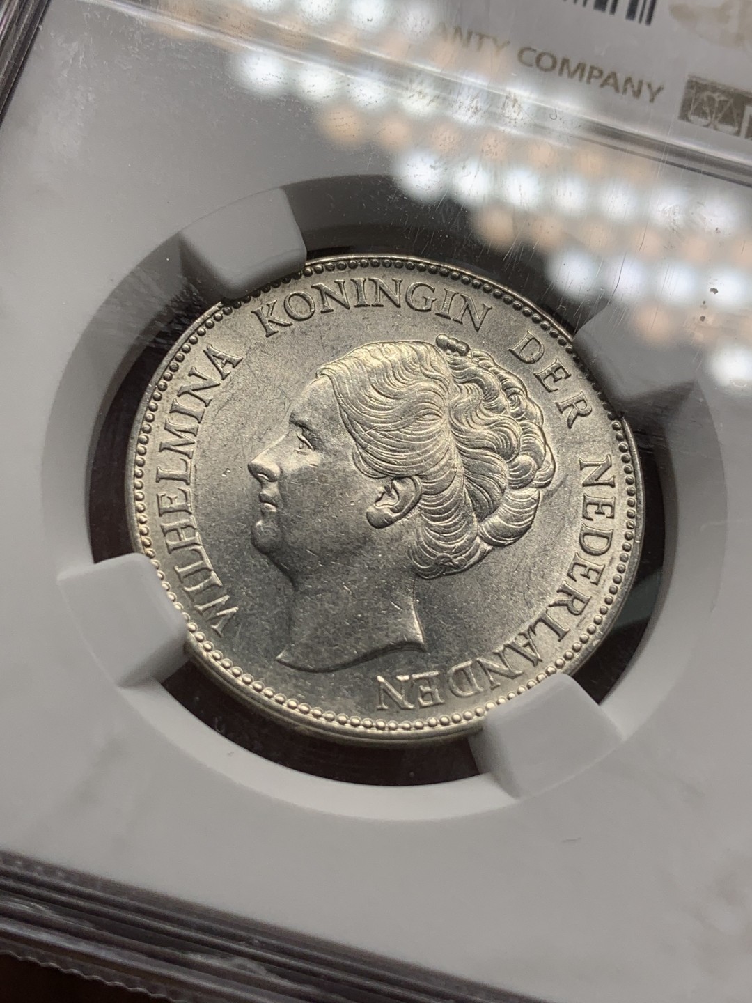 《竞宝斋》第84场-本周日，周一2场连拍（全场不限金额包邮） NGC-MS62 荷兰   1940年 1盾 威廉米娜女王 标准车轮光