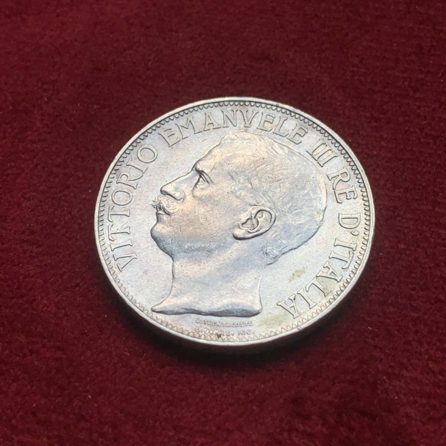 《竞宝斋》第84场-本周日，周一2场连拍（全场不限金额包邮） 意大利 1911年 托奶 2里拉 银币 少见品种