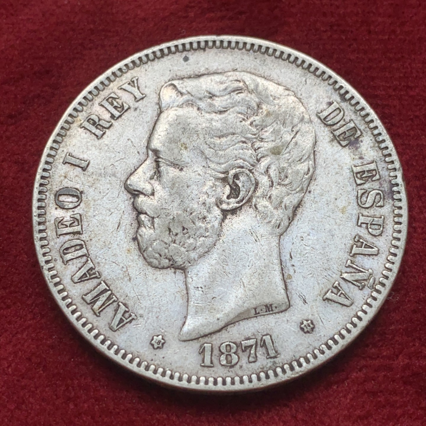 《竞宝斋》第84场-本周日，周一2场连拍（全场不限金额包邮） 西班牙 1871年 老人头双柱 大银币 原味包浆 很舒服