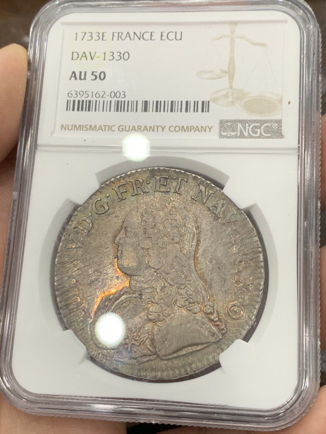 《竞宝斋》第84场-本周日，周一2场连拍（全场不限金额包邮） 唯一冠军分 NGC-AU50 法国1733-E年 图尔造 路易十五 老ECU大银币 非常非常少见的小厂