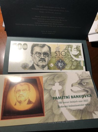 🔥🐯甜小邱世界纸币收藏《第37期》🐯🔥 - 全新UNC 捷克100克朗 纪念钞2022版 全程无3457 靓号