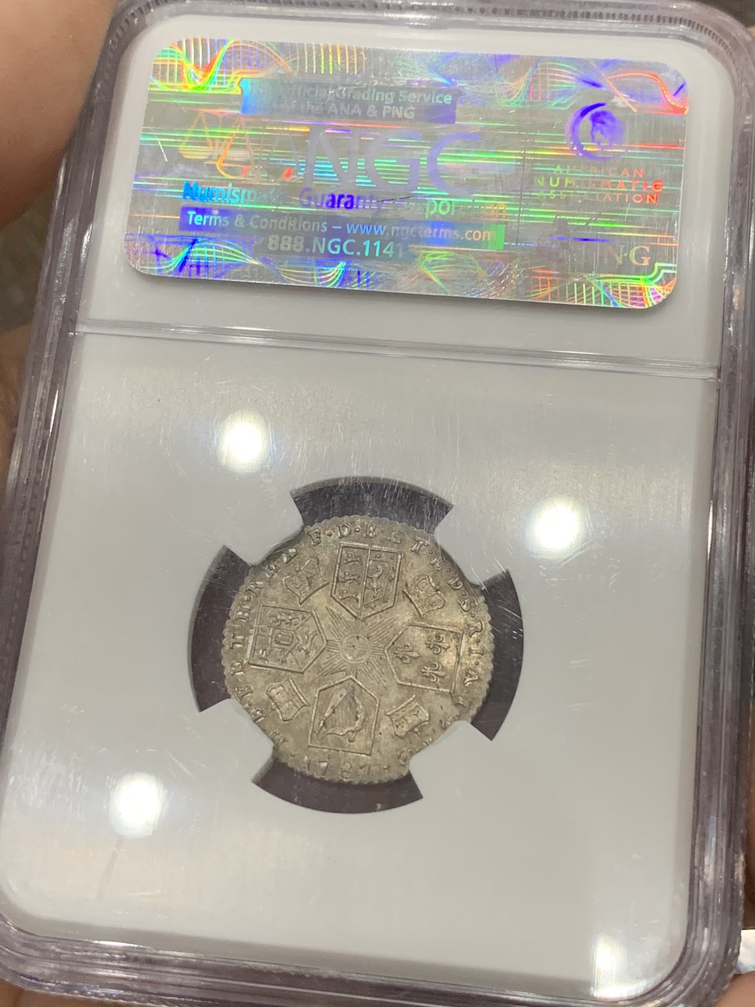 《竞宝斋》第84场-本周日，周一2场连拍（全场不限金额包邮） 1787年英国6便士，NGC-63，老盒严评，值得收藏