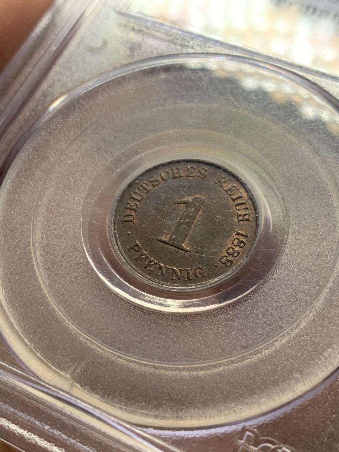 《竞宝斋》第84场-本周日，周一2场连拍（全场不限金额包邮） PCGS-MS64德国 1888年 1芬尼 三皇年短翅芬尼 铜币 短翅辅币流通充分 又是热门三皇年 64品相难得