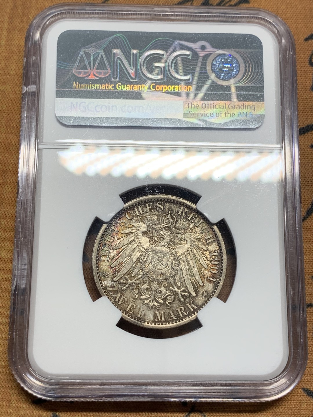 《竞宝斋》第84场-本周日，周一2场连拍（全场不限金额包邮） NGC MS63 德国 1904年 黑森达姆施塔特400周年2马克 银币