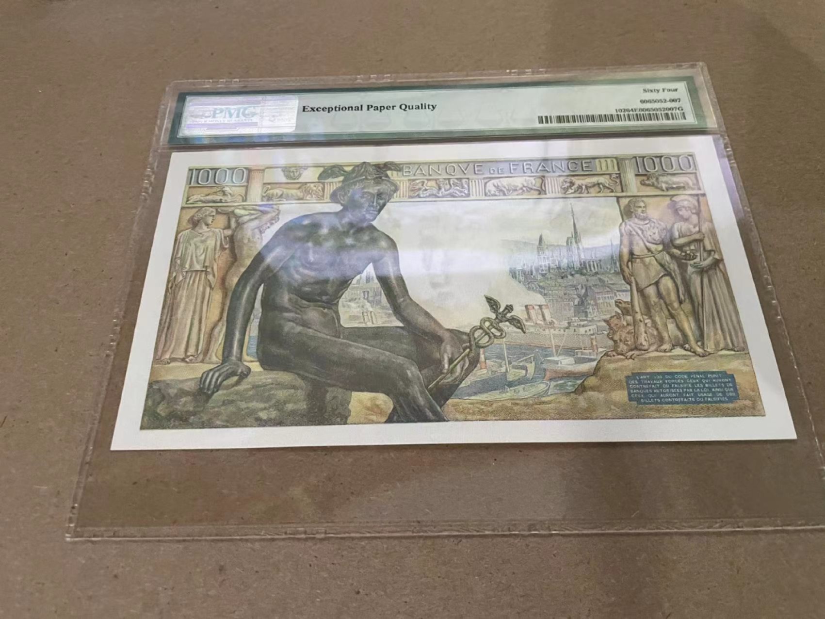 【Blue Auction】✨世界纸币精拍第213期 【精】 法国 1942年1000法郎 PMG64EPQ 